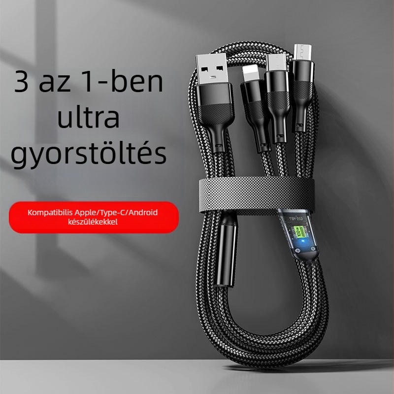 Sanjies USB-C adatkábel Apple, Huawei és Xiaomi számára, gyors töltés, autós töltő, 1-3 osztás Type-C Android-kábel, 3 az 1-ben