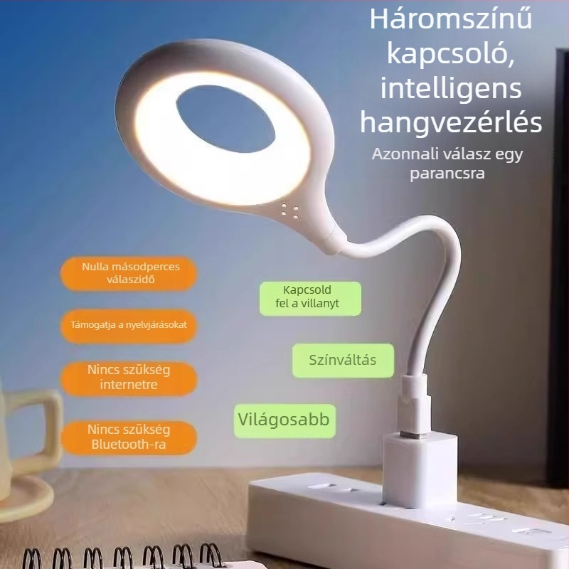 AI-vezérlésű asztali lámpa USB-s tápegyséssel, szenzoros éjszakai fény, beépített éjjeli lámpa