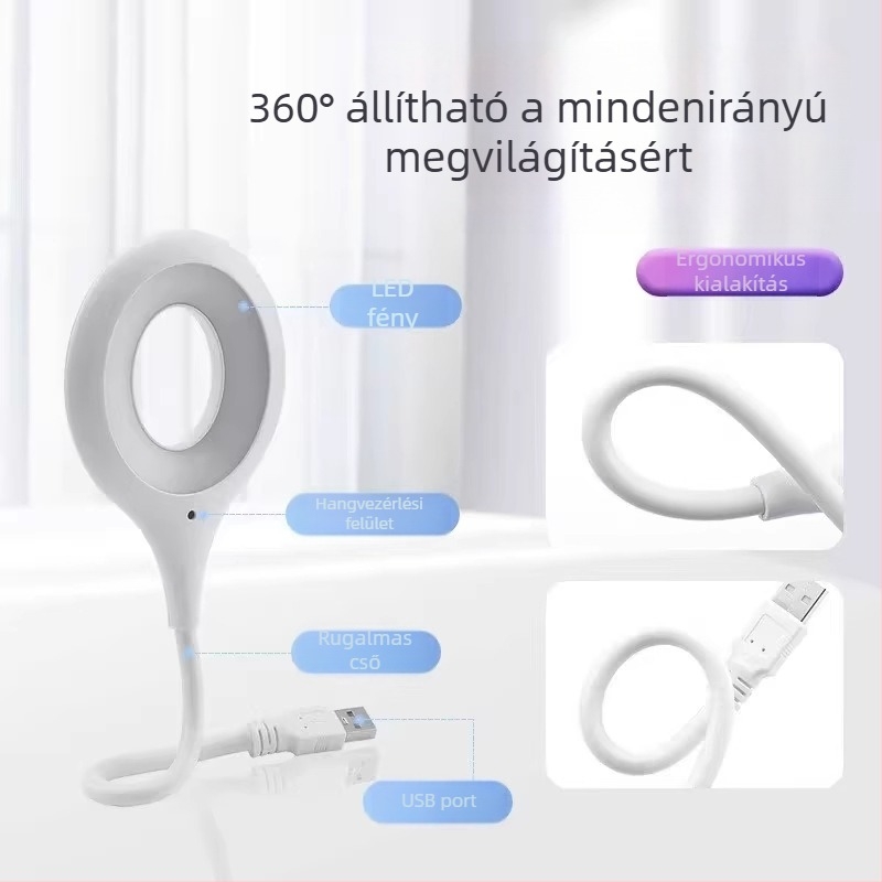 AI-vezérlésű asztali lámpa USB-s tápegyséssel, szenzoros éjszakai fény, beépített éjjeli lámpa