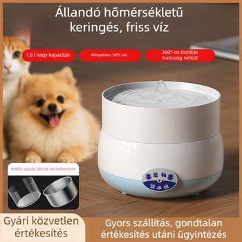 Macska vízadagoló állandó hőmérsékletű joghurtkészítő funkcióval, téli fűtés konzerv ételekhez, rozsdamentes acél macska tál