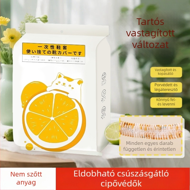 Egyszer használatos, vastagított nem szálas lábbelivédő, kopásálló, beltéri csúszásmentes, medve minta, egy méret EU 35-43