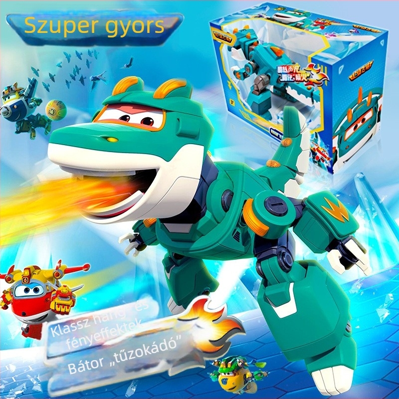 Super Wings átalakuló dinoszaurusz robot játék hang- és fényhatásokkal