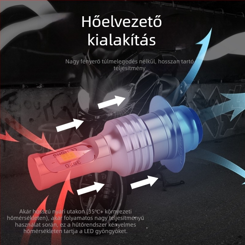 Motorkerékpár LED fényszóró, nagy fényerő, H4/BA20D/P15D, sárga–fehér kettős szín