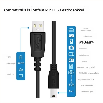1 m USB adatkábelt kiegészítő fejjel, V3 porttal – vast töltőkábel Android régi készülékeihez és MP3 lejátszókhoz