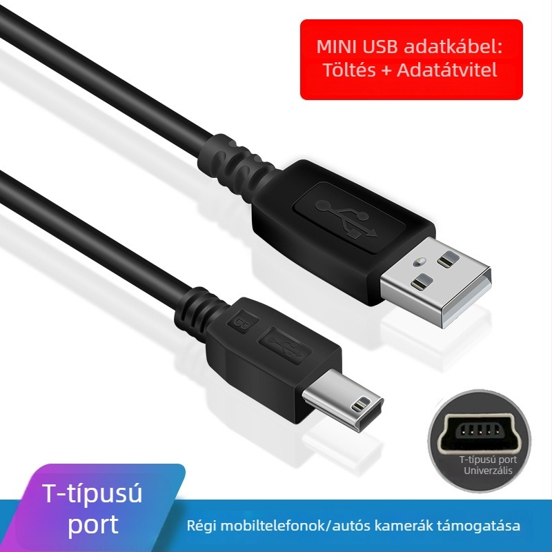 1 m USB adatkábelt kiegészítő fejjel, V3 porttal – vast töltőkábel Android régi készülékeihez és MP3 lejátszókhoz