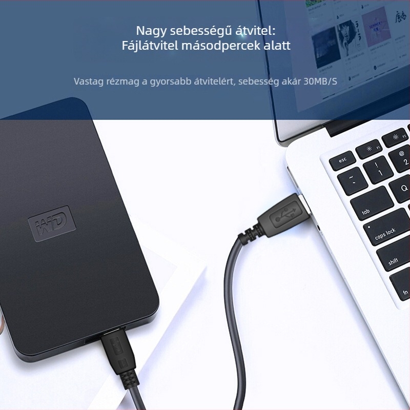 1 m USB adatkábelt kiegészítő fejjel, V3 porttal – vast töltőkábel Android régi készülékeihez és MP3 lejátszókhoz