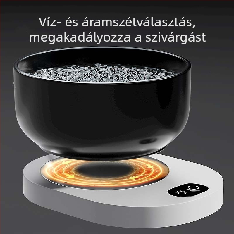 Kerámia melegítő tál macskáknak, állítható hőmérséklettel – fekete‑fehér ivóedény macskáknak és kutyáknak