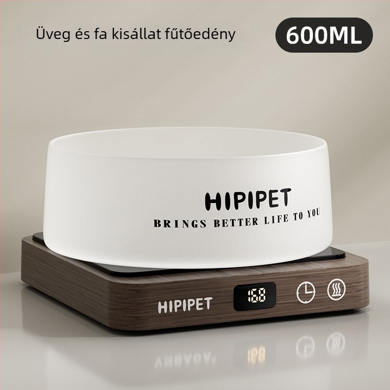 Kerámia melegítő tál macskáknak, állítható hőmérséklettel – fekete‑fehér ivóedény macskáknak és kutyáknak