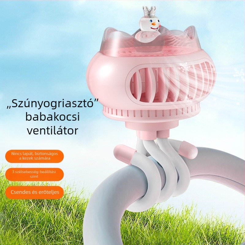 Új polip formájú ventilátor babakocsihoz – hordozható USB újratölthető mini ventilátor kültéri és beltéri használatra