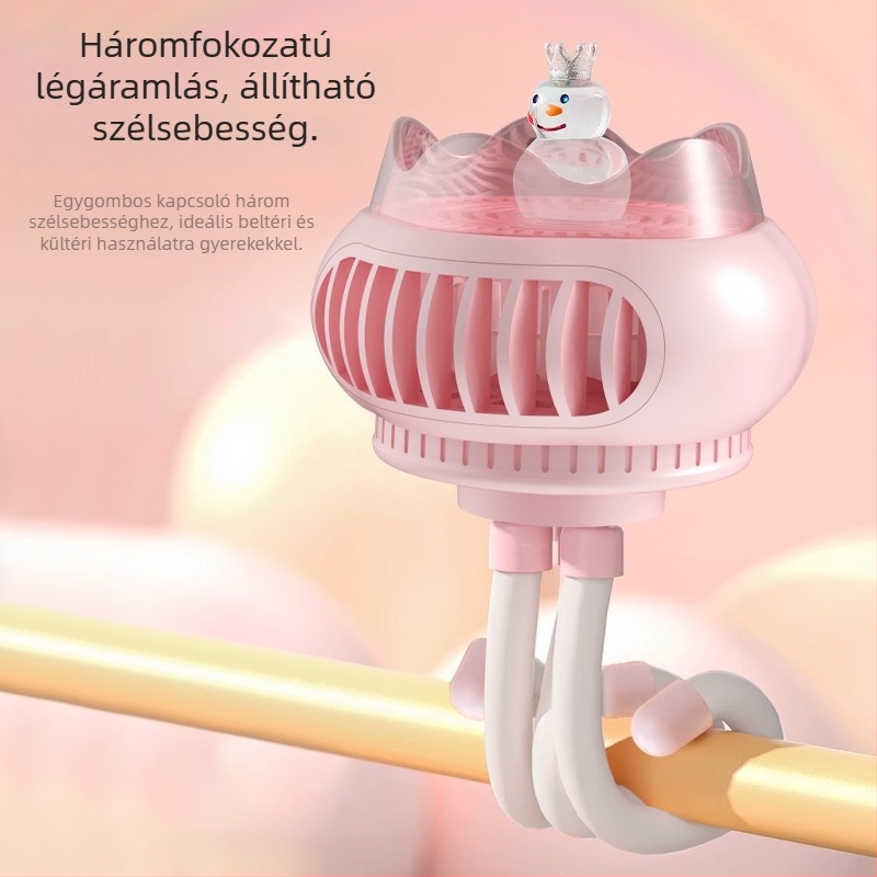 Új polip formájú ventilátor babakocsihoz – hordozható USB újratölthető mini ventilátor kültéri és beltéri használatra