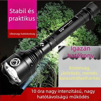 Újra feltölthető kültéri zseblámpa ultranagy LED-fénnyel, hosszú hatótáv 200–500 m, alumínium test, 6800 mAh, taktikai kézi zseblámpa