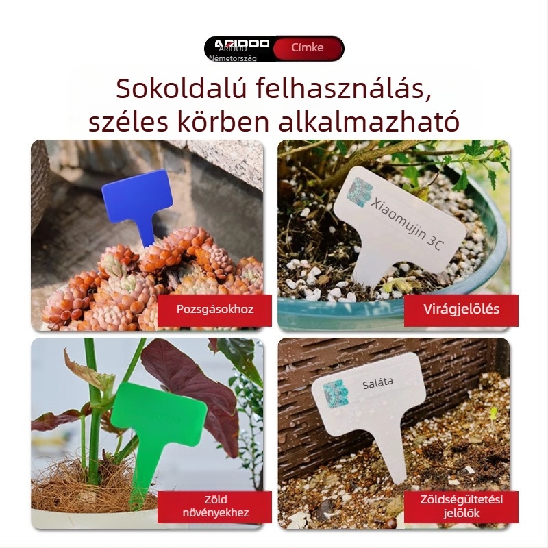 Megvastagított kerti címkék földbe szúrható talppal, színes műanyag címkék virágokhoz, növényekhez és sukulentokhoz