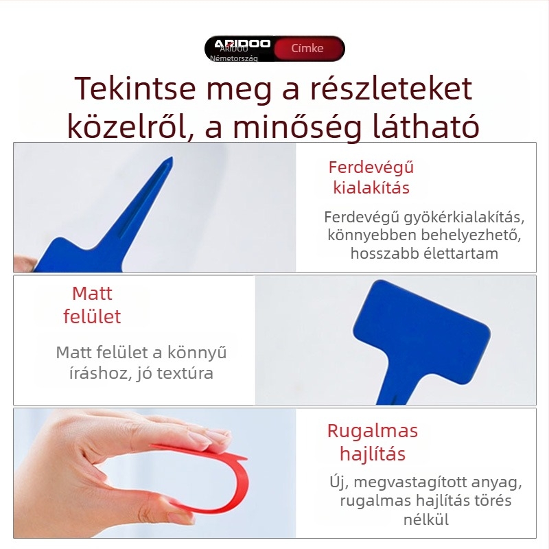 Megvastagított kerti címkék földbe szúrható talppal, színes műanyag címkék virágokhoz, növényekhez és sukulentokhoz