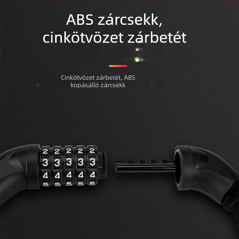 Öt számjegyű jelszavas lánc zár vastag mangán acél lánccal kerékpárhoz és motorkerékpárhoz – lopás elleni