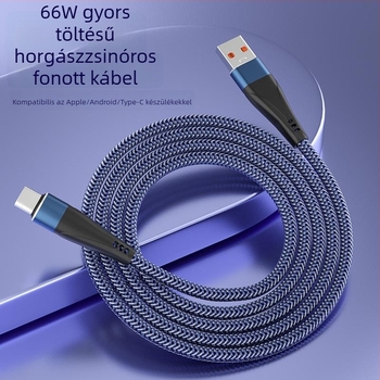 Szőtt, hosszabbítható autóba illő gyorstöltő kábel USB-C, Lightning és Micro-USB csatlakozókkal, 1–2 m hosszú, Huawei gyors töltéssel és Apple Type-C eszközökkel kompatibilis