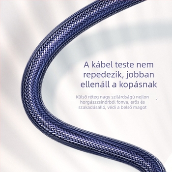 Szőtt, hosszabbítható autóba illő gyorstöltő kábel USB-C, Lightning és Micro-USB csatlakozókkal, 1–2 m hosszú, Huawei gyors töltéssel és Apple Type-C eszközökkel kompatibilis