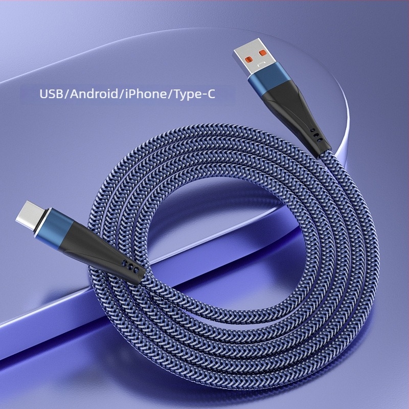 Szőtt, hosszabbítható autóba illő gyorstöltő kábel USB-C, Lightning és Micro-USB csatlakozókkal, 1–2 m hosszú, Huawei gyors töltéssel és Apple Type-C eszközökkel kompatibilis