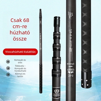 Szénszálas mini halászhálóbot, öt részes, összecsukható