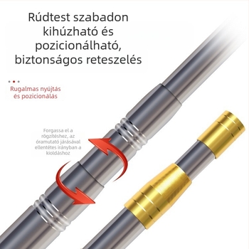 Rozsdamentes acél teleszkópos merítőnyél, 3–4 m hosszú, megerősített