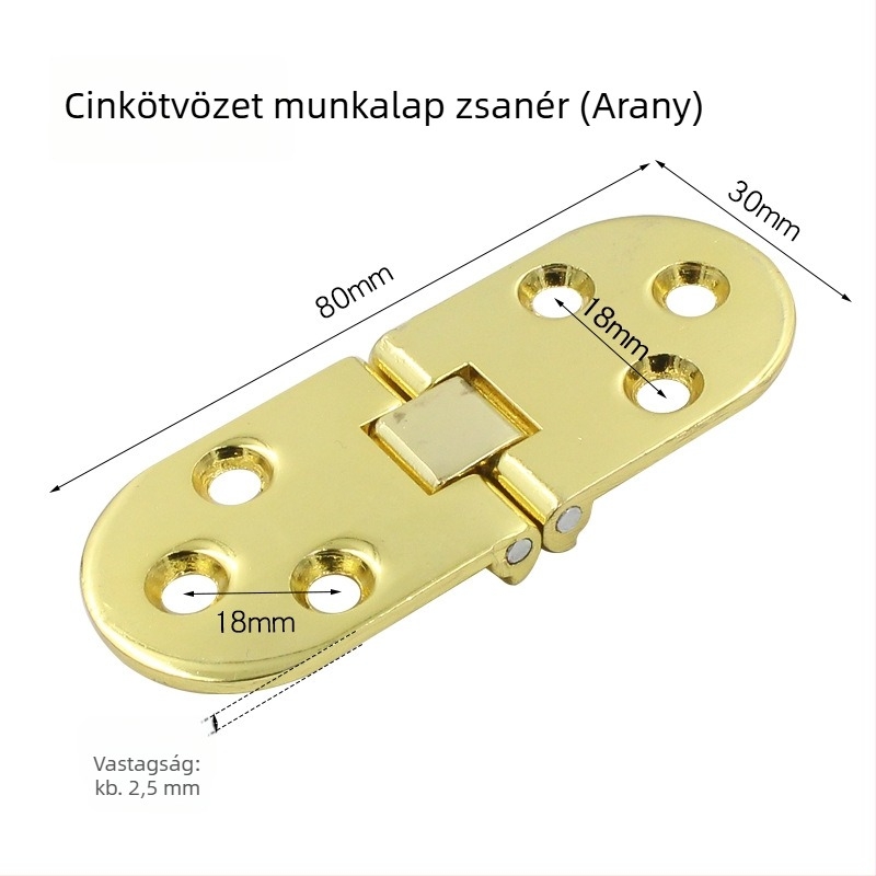 Megvastagított körasztal hajtózsanér, rejtett zsanér, cinkötvözet/rozsdamentes acél