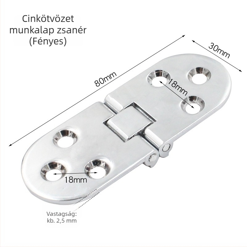 Megvastagított körasztal hajtózsanér, rejtett zsanér, cinkötvözet/rozsdamentes acél