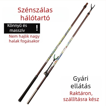 Szénszálas ultrakönnyű, ultratartós horgászbot-tartó teleszkópos pozicionáló rúddal és hátsó akasztóval