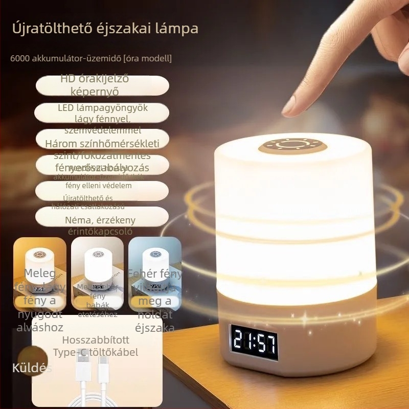 USB energiahatékony LED asztali lámpa szemvédővel, újratölthető éjjeli lámpa otthonra és kollégiumi szobába