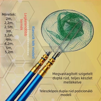 Szigetelt teleszkópos horgászbot és merítőháló készlet