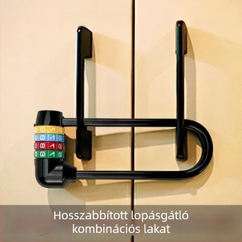 Kibővített U-alakú kombinációs zár üvegajtós szekrényekhez, fiókos szekrényekhez, ruhásszekrényhez és cipősszekrényhez, kerékpárokhoz