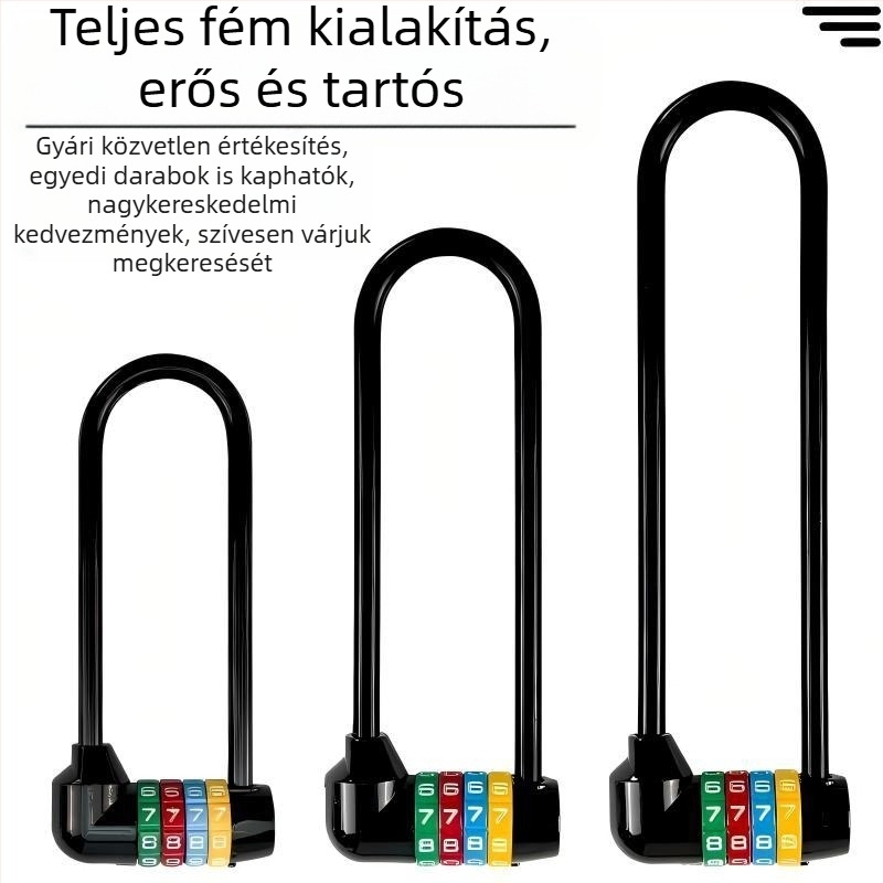 Kibővített U-alakú kombinációs zár üvegajtós szekrényekhez, fiókos szekrényekhez, ruhásszekrényhez és cipősszekrényhez, kerékpárokhoz