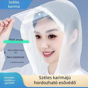 Egyszer használatos esőponcsó hosszú, széles kapucnival, teljes testvédelmet nyújt a heves eső ellen, vastagabb kivitel felnőtteknek, utazáshoz és túrázáshoz, egy személy számára