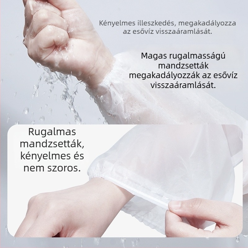 Egyszer használatos esőponcsó hosszú, széles kapucnival, teljes testvédelmet nyújt a heves eső ellen, vastagabb kivitel felnőtteknek, utazáshoz és túrázáshoz, egy személy számára
