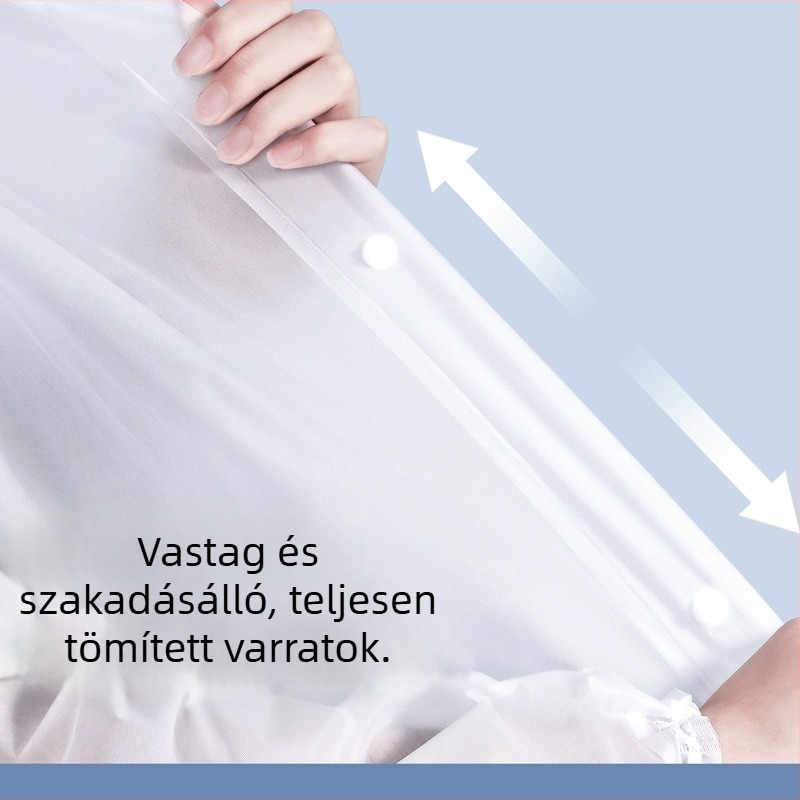 Egyszer használatos esőponcsó hosszú, széles kapucnival, teljes testvédelmet nyújt a heves eső ellen, vastagabb kivitel felnőtteknek, utazáshoz és túrázáshoz, egy személy számára