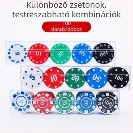 100 darab kevert poker zseton készlet Texas Hold’em és Mahjong játékokhoz – játékterembe