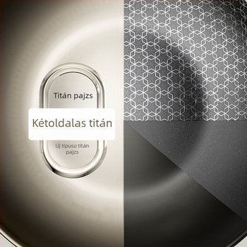 Titánium bevonatú, tapadásmentes wok, lapos alappal, gáztűzhelyre és indukciós főzőlaphoz