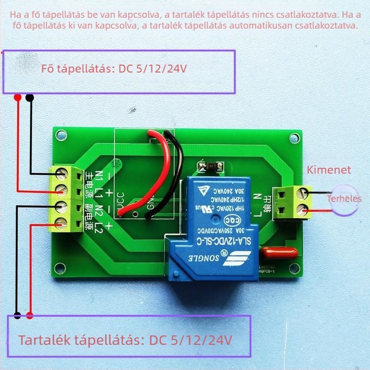 5/12/24/220V kétirányú automata tápegységkapcsoló és fő és tartalék kettős tápegység konverziós modul