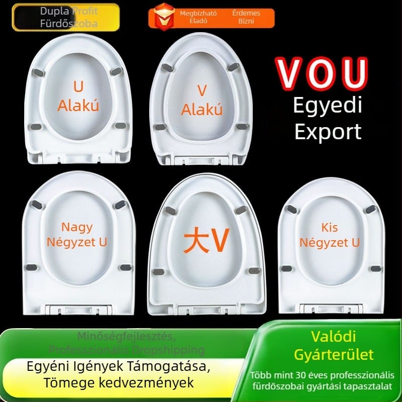 Vastagított WC-ülőke, törésálló fedél, állítható furatköz 9–19 cm