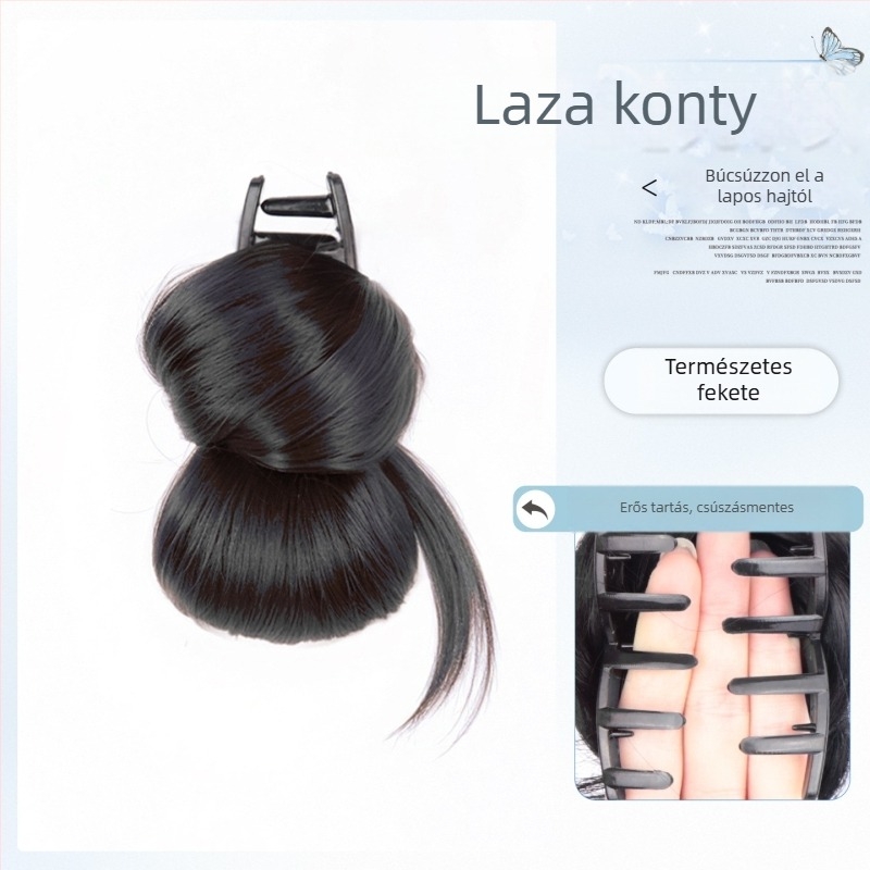 Természetes, dús konty póthaj krokodilcsipesz és hajgumi – frizura kiegészítő