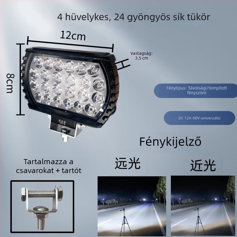 LED fényszóró széles látómezővel 12V-80V elektromos járművekhez, nagy fényerejű spot autókhoz, teherautókhoz és építőgépekhez