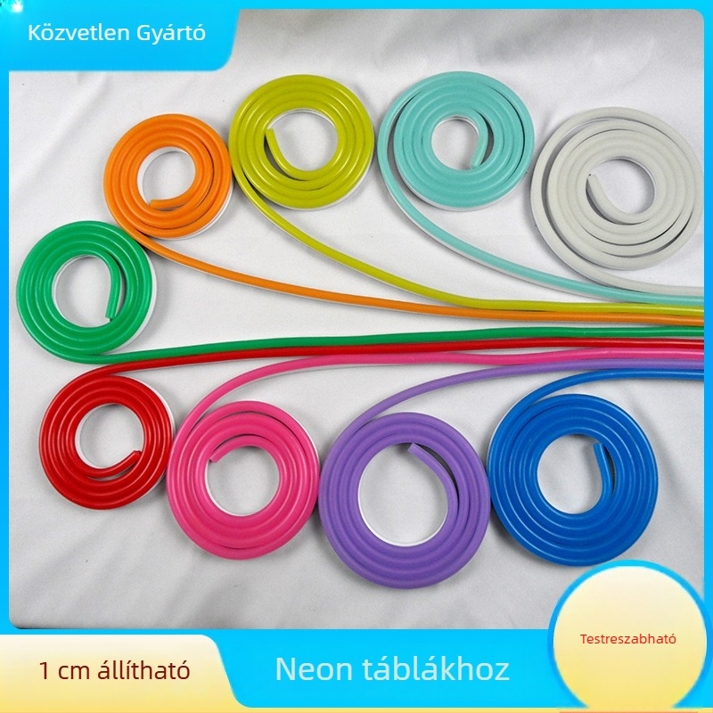 Kültéri szilikon LED neon világító szalag, 12V, rugalmas, 1 m, nagy fényerő, folyó fény effektus, vízálló