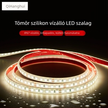 Kültéri 24V LED-szalag, IP67, szilikon, öntapadós, 120×2835 LED-ek, 180° fénysugár, alacsony feszültség, mérnöki osztályú nagy fényerő