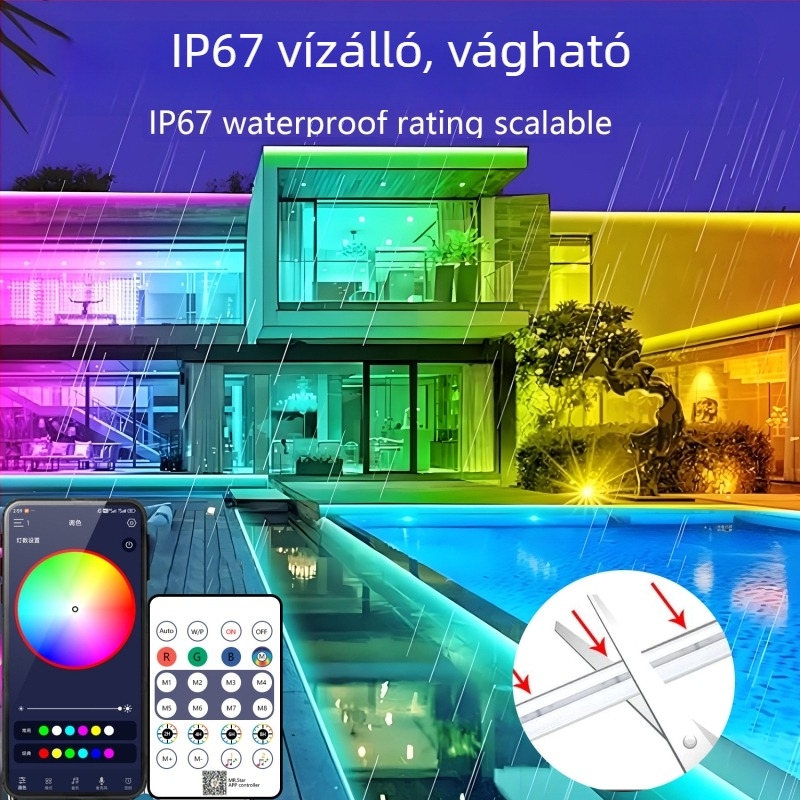 Intelligens rugalmas szilikon RGB LED-szalag, 5V alacsony feszültség, lágy neonfény, vízálló