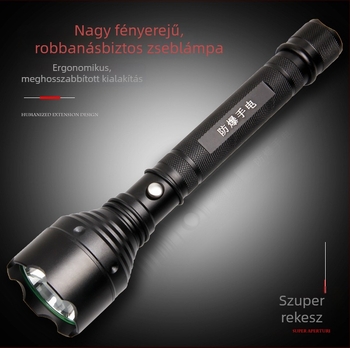 Önvédelmi LED zseblámpa, újratölthető, T6, robbanásbiztos és vízálló, 300 m-es hatótávolság, nagy biztonsági vészhelyzeti zseblámpa