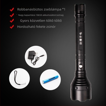 Önvédelmi LED zseblámpa, újratölthető, T6, robbanásbiztos és vízálló, 300 m-es hatótávolság, nagy biztonsági vészhelyzeti zseblámpa