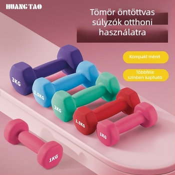 Kis hatszögletű súlyzó otthoni edzéshez, műanyag bevonatú vas, 1 kg–5 kg