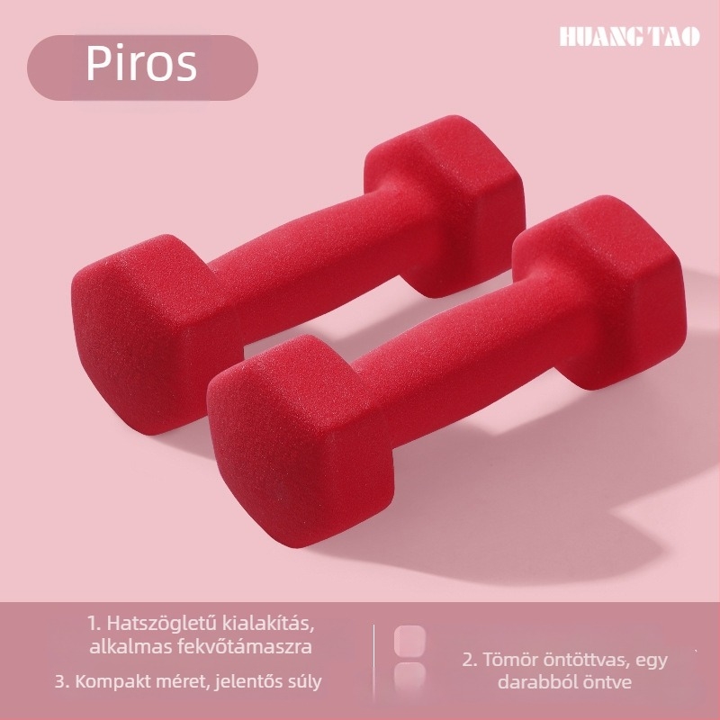 Kis hatszögletű súlyzó otthoni edzéshez, műanyag bevonatú vas, 1 kg–5 kg