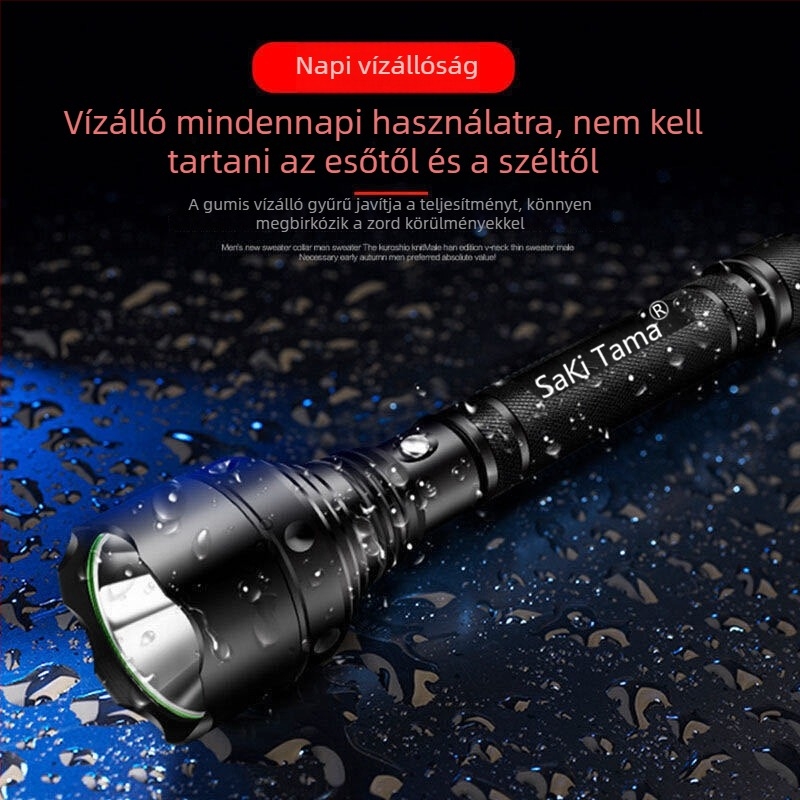 Újratölthető, ultra‑fényes, hosszú hatótávolságú kézben tartható zseblámpa kültéri járőrözéshez — robbanásbiztos, strapabíró, multifunkcionális