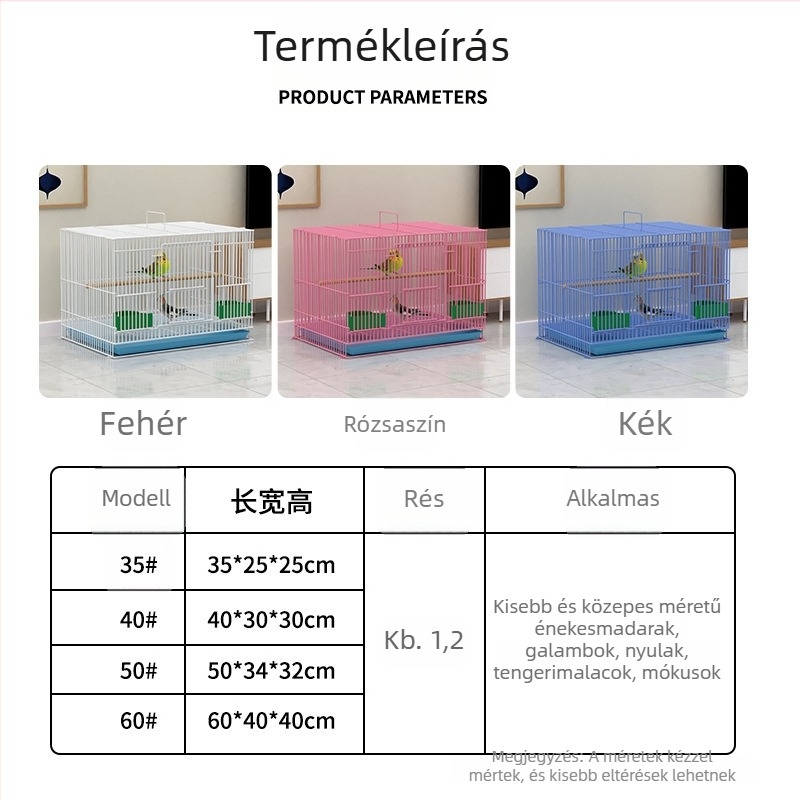 Fém madárketrec galambok és papagájok számára