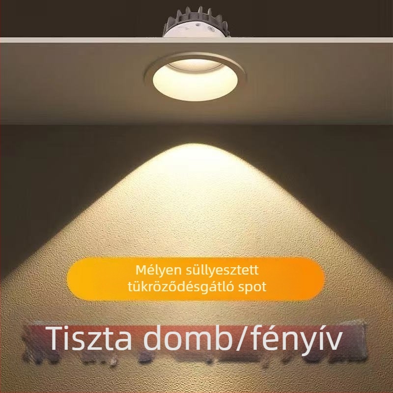 Beépített fal-wash spotlámpa keskeny anti-reflektív fénysugárral, dimmelhető LED mennyezeti lámpa a nappaliba