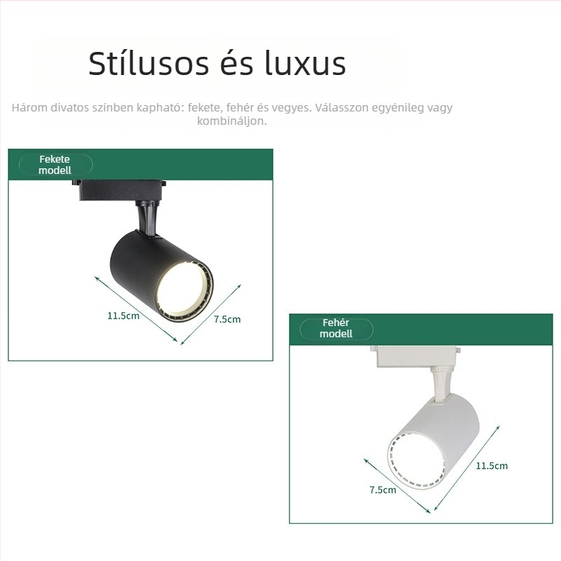 COB LED sín világítás állítható szöggel, diffúz LED sínlámpa ruházati üzletekhez és bevásárlóközpontokhoz